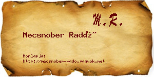 Mecsnober Radó névjegykártya
